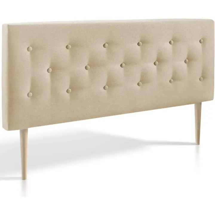 tapizado Oslo 140X100, capitone en Tela Beige, Patas de Madera - 1