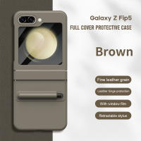 Funda de cuero oficial de lujo para Samsung Galaxy Z Flip 5, Protector de pantalla de vidrio, bolígrafo táctil - details 12