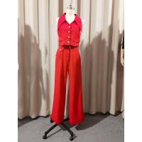 Conjunto de pantalones largos informales de dos piezas con cintura ajustada y manga de Color liso para mujer, novedad de verano - details 3