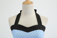 Vintage Women Summer Polka Dot Print Halter Party Dresses - details 12