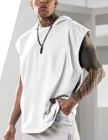 Camiseta deportiva sin mangas para hombre, Jersey informal con capucha de Color sólido, chaleco holgado, novedad de 2024 - details 4