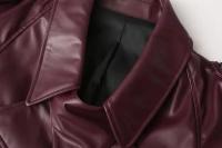 Chaqueta recortada de estilo europeo, chaqueta de cuero genuino roja para espectáculos y desfiles, novedad de 2025 - details 14
