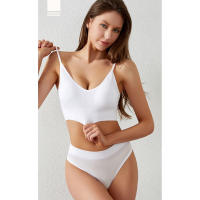Women 2 pieces solid color fitness sports bra underwear top gym yoga athletic tight workout soft brassiere padded - details 5
