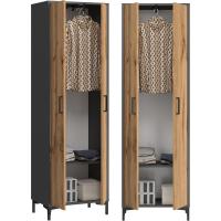 Armario con barra extensible y un estante, armario para pasillo, dormitorio, vestidor, 192 x 60 x 35 cm, grafito/roble Wotan - details 4