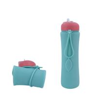 Botella de agua de silicona plegable a prueba de fugas, taza de agua plegable portátil reutilizable, tapa giratoria, tazas de agua plegables para viaje - details 6