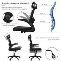 Silla de Oficina Ergonómica TLV-AM-HOC919-BLACK, de Escritorio, Giratoria, Ruedas, detalles.