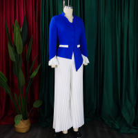 Conjunto de dos piezas de pantalón de pierna ancha plisado y top de manga acampanada de nueva moda de primavera para mujer D553 - details 22