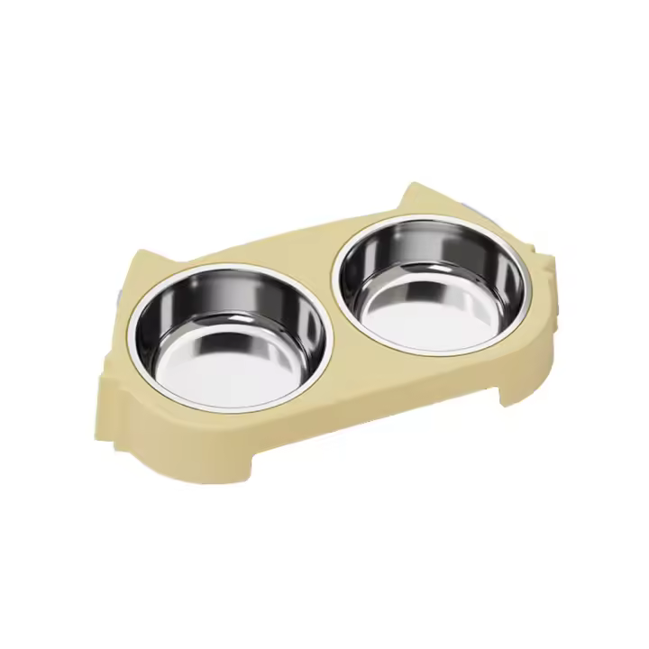 Cubo Doble para Mascotas Accesorio de Alimentación de Plástico Antideslizante para Gatos - 1