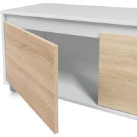 Conjunto Reversible de Salón, Mueble de TV, Módulos de Comedor, Modelo Arlet, Acabado en Blanco Artik y Roble Canadiense, Medidas: 200 cm (Largo) x 41 cm (Fondo) 43 cm (Alto) - details 5