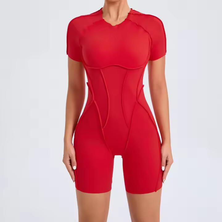 Uniforme de gimnasia corto para mujer, ropa deportiva, mono de fiesta, trío de yoga sin espalda, traje deportivo - 1