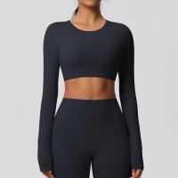 Traje de Yoga de manga larga ajustado con almohadilla para el pecho, Top corto deportivo de manga larga para mujer, Pilates, correr - details 1