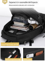 Mochila de gran capacidad para hombre, bolsa de viaje con compartimento para zapatos, capacidad expandible, con interfaz USB - details 5