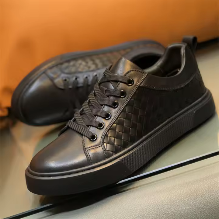 Zapatos de cuero tejidos a mano, zapatos de estilo británico para hombres - 1