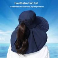 Verano al aire libre pesca caza senderismo sombrero cara y cuello protección UV cubierta protectora oreja solapa mujeres sombrero - details 2