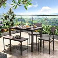 4 Personen Esstisch-Set, 110cm Küchentisch-Set für 4 Personen, 2 Stühle mit Rückenlehne