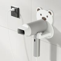 Soporte de plástico para secador de pelo de oso de dibujos animados, soporte de almacenamiento autoadhesivo para soplador de aire, estante para secador de pelo montado en pared para baño - details 8