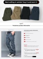 Pantalones de algodón para hombre al aire libre, pantalones Cargo gruesos y cálidos con forro, pantalones casuales para personas mayores, pantalones de invierno holgados - details 3