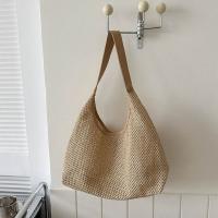Bolso de paja tejido hecho a mano Simple, bolso de mano de estilo bohemio, bolso de rafia, bolsos de playa de gran capacidad para verano - details 10