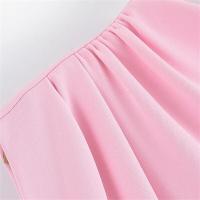 Vestido corto de verano rosa simplicidad con cuello redondo material de poliéster moda para mujer - details 12