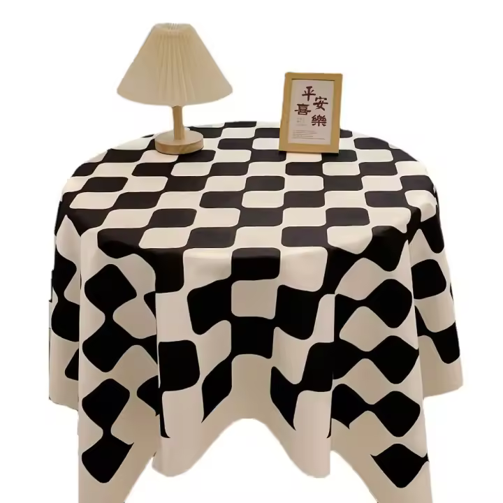 Conjunto de accesorios de mantel de tablero de ajedrez de estilo coreano, mantel a cuadros suave de algodón, cubierta de mesa colorida a prueba de polvo, decoraciones para el hogar - 1