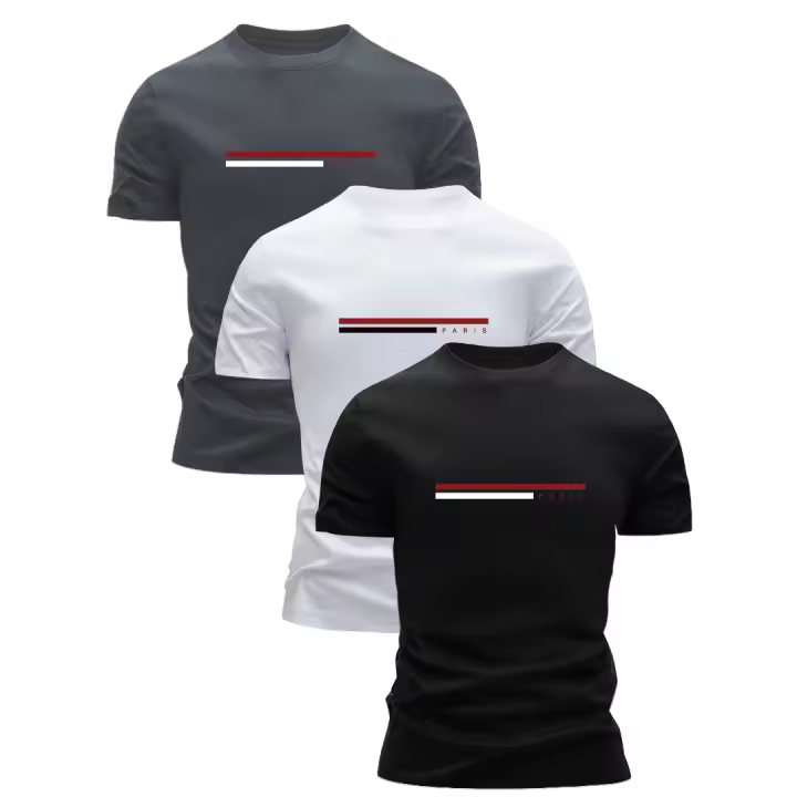 Camisetas de Algodón 100% para Hombres Cuello Redondo, Manga Corta de Verano, Diseño Casual en Gris, Blanco, Negro Ideal para Atuendo Casual - 1