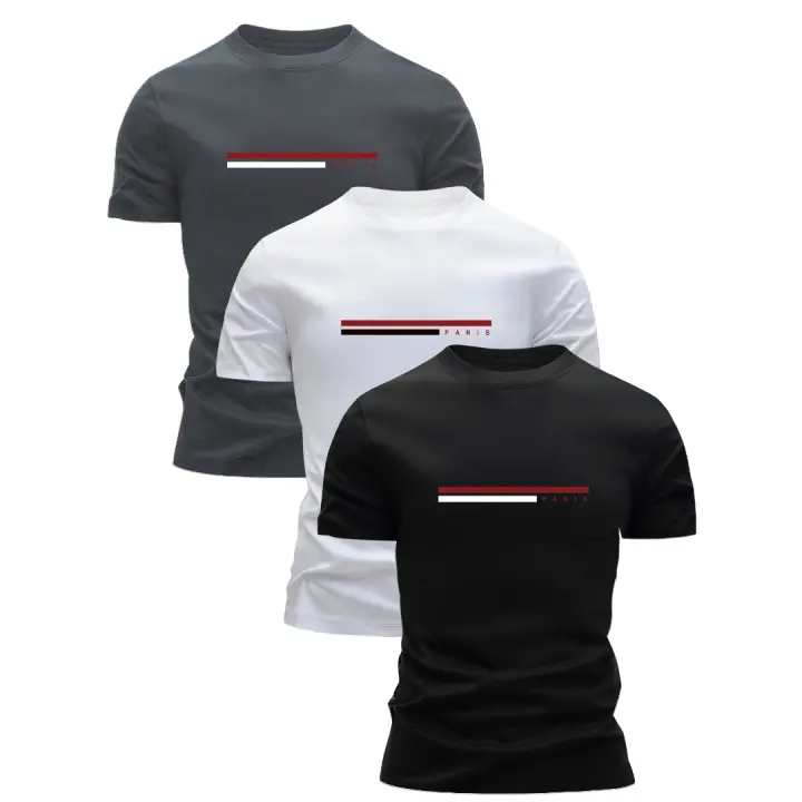 Camisetas de Algodón 100% para Hombres Cuello Redondo, Manga Corta de Verano, Diseño Casual en Gris, Blanco, Negro Ideal para Atuendo Casual - 1