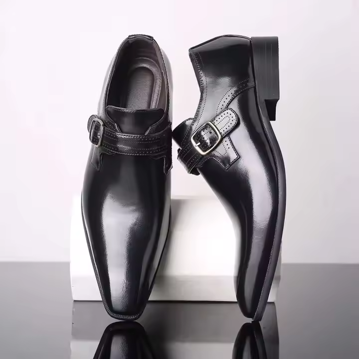 2025 nuevo tamaño grande 38-47 vestido de cuero de Pu transpirable de lujo zapatos formales planos de boda de verano para hombres - 1