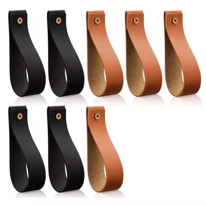 Ganchos de cuero PU para Colgar en la comparación, 8 piezas, soporte para Barra de Cortina, Correa de Cuero, Regalo para toalla - 1