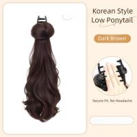 Elegante estilo coreano, coleta larga ondulada y rizada, extensiones de cabello, cola de caballo, peluca sintética con cabeza de bola esponjosa para fiesta - details 3