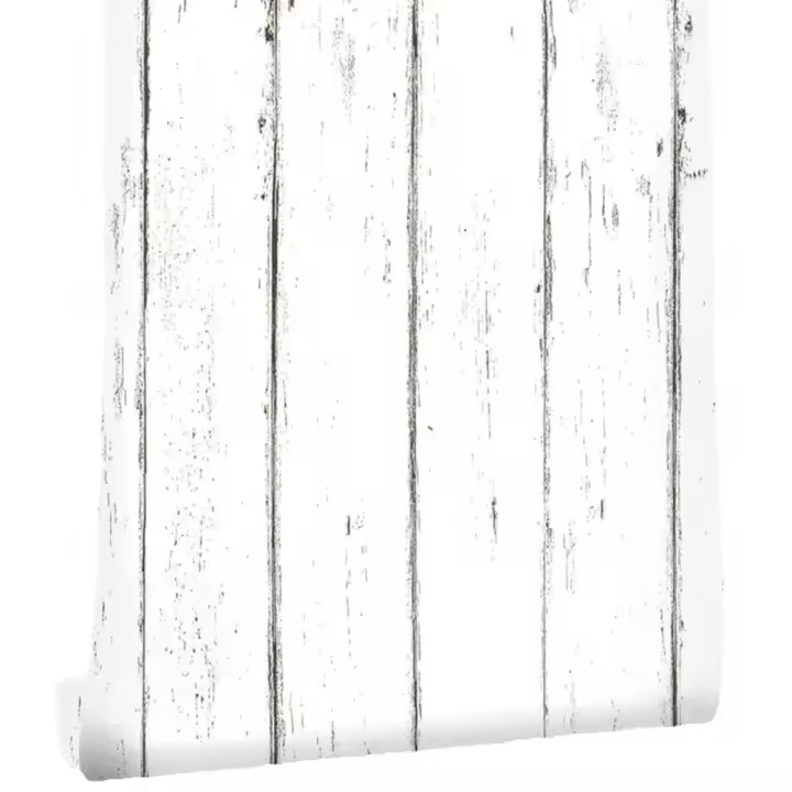 Pegatina de Pared de Madera Blanca Autoadhesiva, Extraíble para Decoración del Hogar - 1