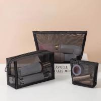 Neceser de viaje para mujer, bolsa de aseo de malla negra transparente, organizador de maquillaje, bolsa de lavado, pequeña y grande - details 21