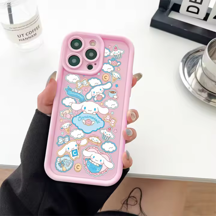 Cinnamoroll Funda de silicona suave para teléfono iPhone16 iPhone 15 12 14 13 11 PRO MAX PLUS XR XS MAX SE20 6 7PLUS Funda protectora de moda con absorción de impactos Big Ear Dog - 1