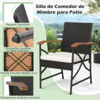 2 Silla Ratan, Sillas Jardin Exterior con Cojín Suave con Cremallera, Marco de Metal Resistente, Sillas Terraza Mimbre, 62 x 56 x 89 cm, hasta 180 kg, Patio Trasero, Balcón, Piscina (Estilo 1) - details 5