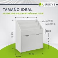 Estantería de Madera Blanca para Libros y Juguetes Infantil con 3 Estantes y Juguetero - details 1