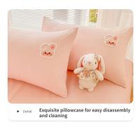 Juego de Ropa de Cama con Diseño de Pato Conejo Oso de Dibujos Animados para Niños Funda de Edredón Cubierta de Cama y Funda de Almohada de Cuatro Piezas - details 11