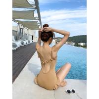 Nuevo traje de baño coreano Sexy de realce de una pieza, vestido recortado, traje de baño para mujer, traje de baño bonito - details 5