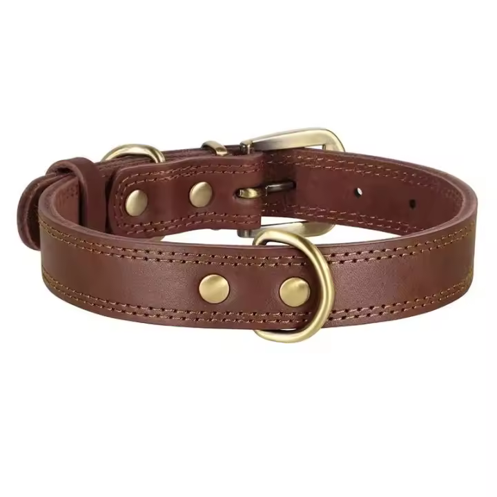Collar duradero perros, collares cuero auténtico ustables para perros medianos y grandes, entrenamiento de pastor alemán, caza, - 1