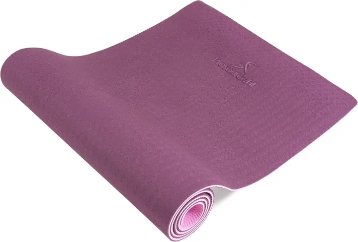 ProsourceFit Natura TPE Yoga Mat 1/4" (6 mm) de grosor, 72" de largo, reversible con textura antideslizante de cojín de alta densidad, - 1