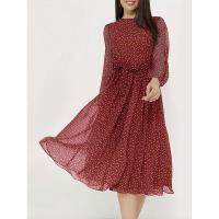 Vestido midi bohemio de gasa con estampado floral, cintura elástica, cuello redondo, informal, para fiesta de verano - details 9