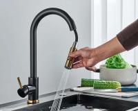 Quyanre Oro pulido extraíble fregadero agua grifo mezclador de una sola manija grifo de ducha de cocina con rotación de 360 ​​grados - details 14