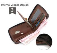 Cartera corta con cremallera para hombre, tarjetero informal de cuero PU con bolsillo para monedas - details 14