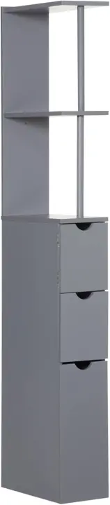 Columna Auxiliar de Baño Moderno Armario de Baño con 2 Estantes, 2 Cajones y Puerta Antivuelco - 1