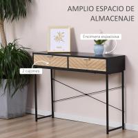 Mesa de Consola Moderna de Metal 100x30x75 cm con 2 Cajones de Almacenamiento - details 12