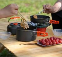 Juego de utensilios de cocina para 1-3 personas, olla y sartén portátiles livianas con bolsa de transporte, perfecto para acampar al aire libre - details 8
