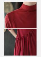 Vestido Vintage artístico de primavera para mujer, medio Polo holgado/cuello de tortuga, longitud media, adelgazante, falda elegante reductora de edad, 2021 - details 11