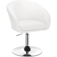 Taburete de Bar Altura Ajustable de Acero Cromado Taburete de Escritorio de Cuero Sintético Blanco - details 0