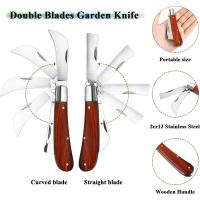 Cuchillo plegable profesional para injerto de árboles, mango de madera para injerto de frutas - details 2