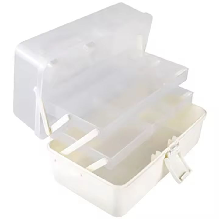 Caja de almacenamiento para manualidades, organizador de aparejos de pesca de 3 niveles, caja de costura, organizador de Arte de uñas con asa, caja de herramientas - 1