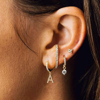 Pendientes colgantes con letras a-z, joyería dorada femenina, aretes con letras con nombre, 1 piezas - details 4