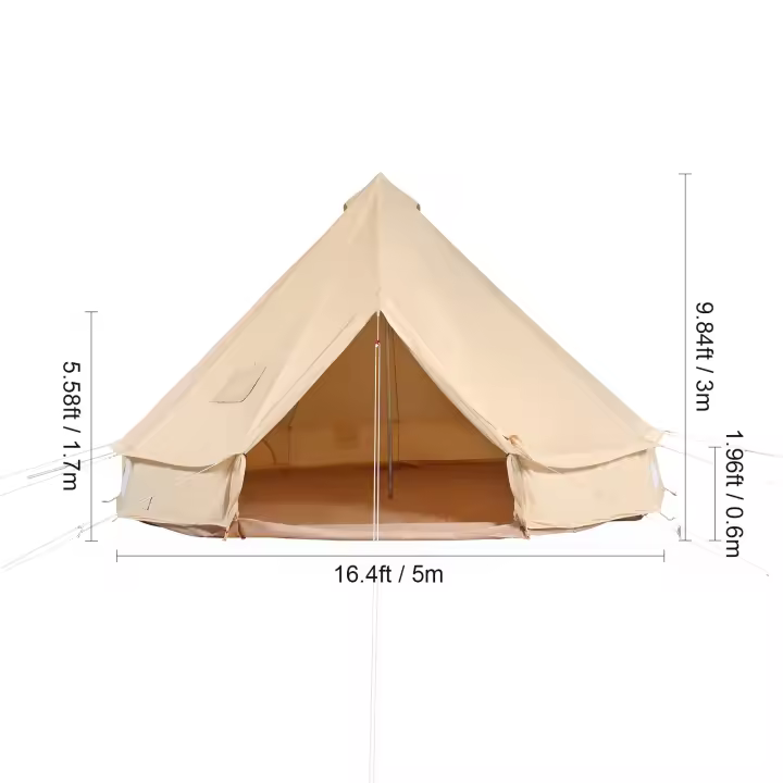 SucceBuy Tienda de campaña de lona con campana, tienda de campaña yurta para las 4 estaciones con gato para estufa, transpirable, ideal para acampar, cazar al aire libre y fiestas - 1